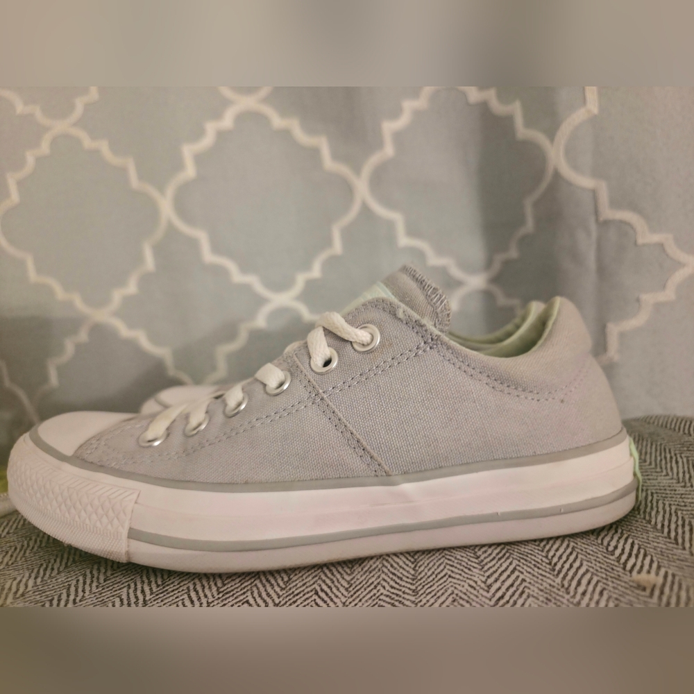 Converse Chuck Taylor All Star Low Top Sneakers - Light Gray with Mint Accents